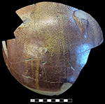 English brown salt glaze stoneware bottle with iron oxide slip. Approximate vessel diameter: 10.5” from 18CV60.