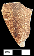 English brown salt glaze stoneware straight sided tankard with iron oxide slip. Indeterminate excise mark. Rim diameter: 3.0” from 18CV60.