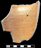 English brown salt glaze stoneware straight sided tankard with iron oxide slip. Rim diameter: 4.5” from 18CV60.