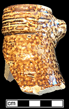 German brown salt glaze stoneware Bartmann bottle with iron oxide slip. Lot 46, from 18AN944 Towne Neck. 