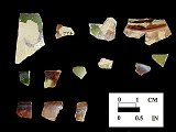 Clouded and tortoiseshell patterns on body sherds from various unidentified vessels from 18BA282 Banneker.