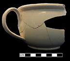 Creamware chamberpot, undecorated. Rim diameter: 6.50”, Vessel height: 4.00”. Lot: 47F 345-9. 18BC50