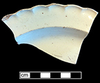 Creamware plate with scalloped rim. Rim diameter: 8.50” Lot 181-13. 18BC66