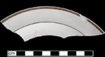 Saucer with brown enamelled rim border, 6.5” rim diameter collected at site of Neale & Co. and Wilson (active 1778-1816) by George Miller in 1986.