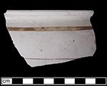 Oval hollow form, probable tureen, with painted overglaze brown bands collected at site of Neale & Co. and Wilson (active 1778-1816) by George Miller in 1986.