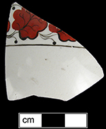 Cup, painted in leaf and berry motif in overglaze enamels collected at site of Neale & Co. and Wilson (active 1778-1816) by George Miller in 1986.