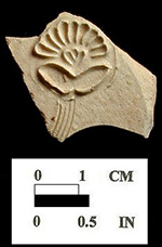 Hӧhr Rhenish Stoneware jug or mug  with applied (sprigged) floral motif and engraved (incised) stem, from 18CV60. 