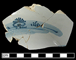 Bowl fragments painted in Chinoiserie-style landscape motif.