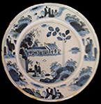Plate with similar seated figure shown in Black (2001:15), dated c. 1710-1730.