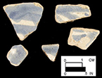 Body sherds, Patuxent Point, 18CV271, square 1311 (left), and square 1709 (right).