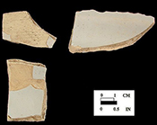 Plain body sherds (left) and close up of profile (right).