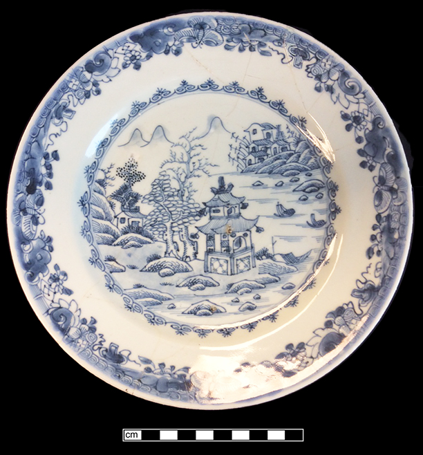 Chinese export porcelain painted underglaze plate. Rim diameter:  9.00”. Lot:  1G3.88.35. 18BC38