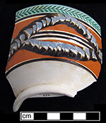 Pearlware bowl, banding overlaid with common cable, green glazed herringbone rouletting-from 18BC79.
