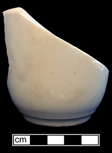 Cup. Glazed waster. Rim diameter:  approximately 4.0”; Vessel height: 3.25”; 8.9 mm thick.