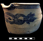 Grey bodied salt glaze stoneware bowl with cobalt decoration, from 18PR175.   