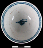 Chinese or common shape cup underglaze painted with Chinese house pattern (side and topview) - Owned by the Federal Reserve Bank of Richmond, Baltimore.