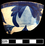 Pearlware painted underglaze -- shape cup with floral motif.  3.75” rim diameter.