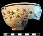 Pearlware painted underglaze common shape bowl. 5.5� rim diameter; 2.5� vessel height.