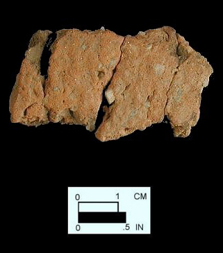 Accokeek Body sherd on left and close up view of paste on right from Bathhouse site 18AN37.