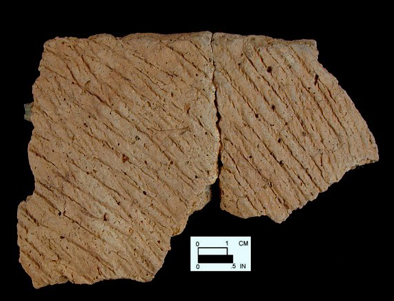 Coulbourn cord-marked mended rim sherds from Wessel, site 18CA21/578.
