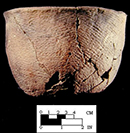 Keyser cord-marked vessel from the Keyser Farm site, 44PA1 - SI Cat.# 382986-Courtesy of the Smithsonian Institution, Museum of Natural History, Department of Anthropology.