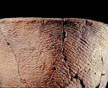 Close-up  of a Keyser cord-marked vessel from the Keyser Farm site, 44PA1 - SI Cat.# 382986-Courtesy of the Smithsonian Institution, Museum of Natural History, Department of Anthropology.