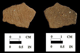 Keyser exterior surface of cord-marked body sherd from Biggs Ford site 18FR14/152.