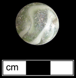 18BC32 - Machine made glass marble Akro Spiral variety  as depicted in Randall and Webb (1988:47), Dates from the 1920s to the 1940s - click image to see larger view.