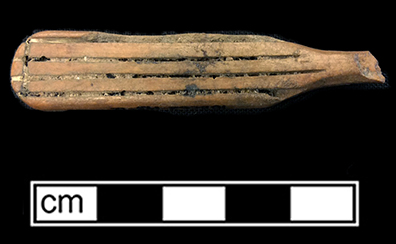 Bone handled toothbrush. Rounded, square shape, wire drawn brush. 1G.448.12. 18BC62.