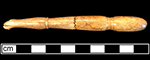 Bone handled toothbrush with turned handle. Flat cranking with probable wire drawn bristle attachement. Stick shaped handle with rounded cross section. 1G2.648; 1G2.426.58 - 18BC38