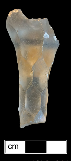 Colorless leaded  stemmed glass with hexagonal faceted stem (c. 1760-1810).  Bickerton p. 20. Lot 1. 18DO58