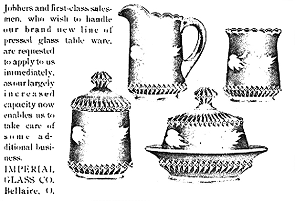 Advertisement for Imperial Glass showing similar spooner design.