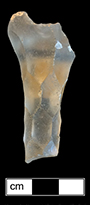 Colorless leaded  stemmed glass with hexagonal facet cut stem (c. 1760-1810), Lot 1. Bickerton (1986:20). This vessel falls into Bickerton’s (1986:20) Facet Cut Stem category (1760-1810).  18DO58