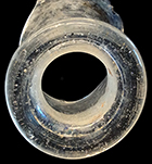 Colorless leaded glass decanter.  Ground interior neck. Rim diameter: 1 3/4”. Lot 537. 18FR134