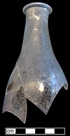Colorless soda lime glass decanter.  Ground interior neck. Rim diameter: 1 3/16”, Lot 537. 18FR134-F4