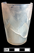 Colorless soda lime tumbler (Packer’s Tumbler). 4” tall; 2.75” rim diameter. North American, possibly Dominion Glass Company, Canada. 18CV13