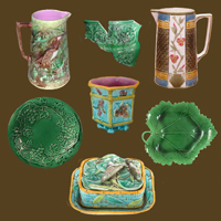 Various types of victorian majolica ware as an example for this category.