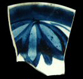 Sherd with cobalt blue large stoke patterns.