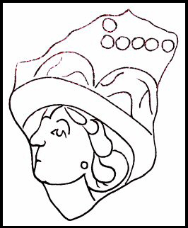 Figure 2 Iron fragment showing the head of a woman wearing an ornate hat. 