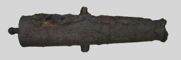 Figure 1 Heavily deteriorated iron cannon, photographed against neutral background.