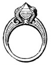 Drawing of diamond ring with pointed tip for engraving glass.