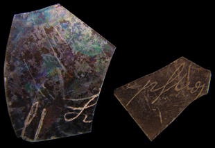 Engraved glass fragments from Angelica Knoll.