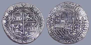 Figure 4 Photograph showing both sides of a Spanish colonial silver coin.