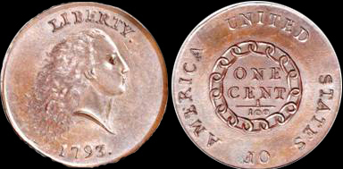 Figure 1 Photograph of both sides of a one cent coin from 1793.