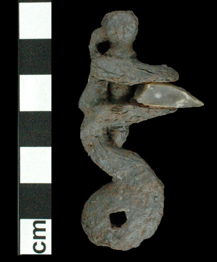 Iron gun hammer/cock with gunflint.