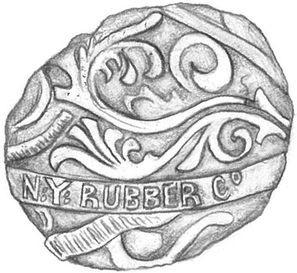 Drawing of rubber ball surface.