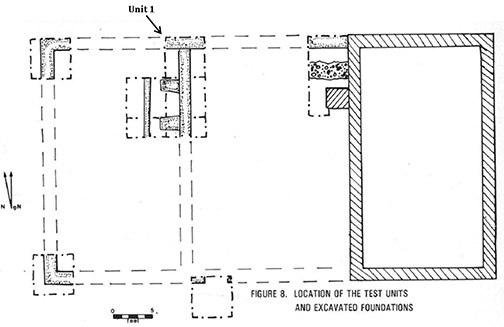 Plan drawing of a rectangular building at St. Inigoes Manor House.
