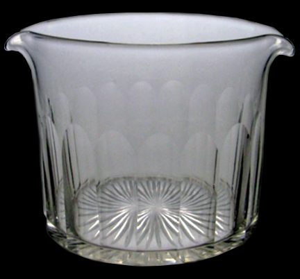 Circa 1820 colorless glass wine rinser with Straight sides and a flaring rim.