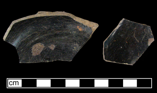 Jackfield-type base and body sherds from the Heise Collection, site 18BAX331.