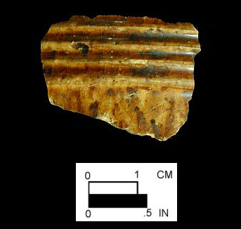 Manganese Mottled body sherd of a hollow vessel from Angelica Knolls site 18CV60. 